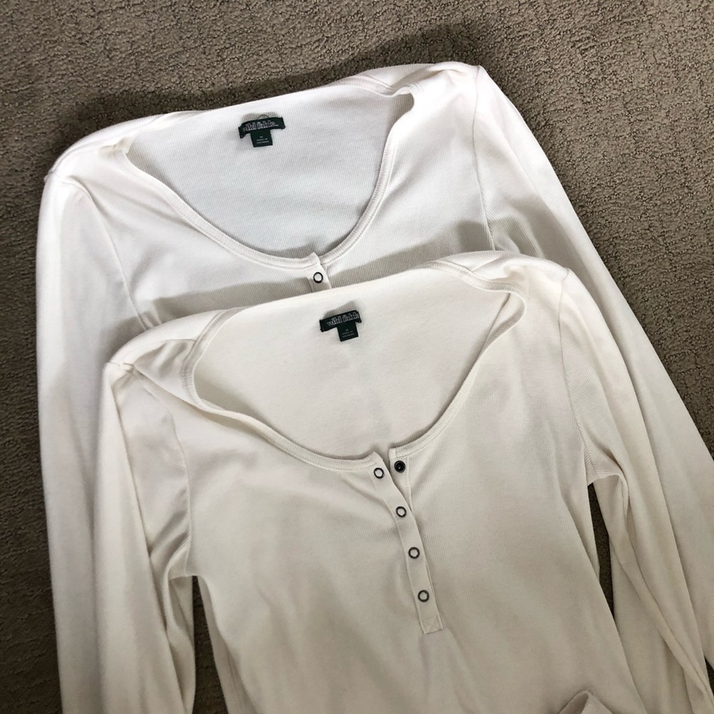 2 Henley Ribbed Long Sleeve Shirts